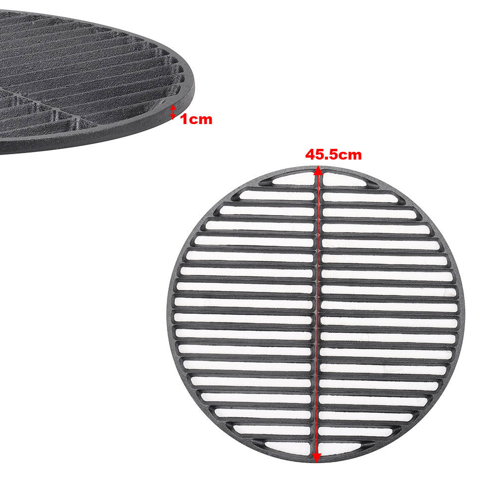 45.5cm Circular Cast Iron Grilling Grate Dual Side Grid for BBQ