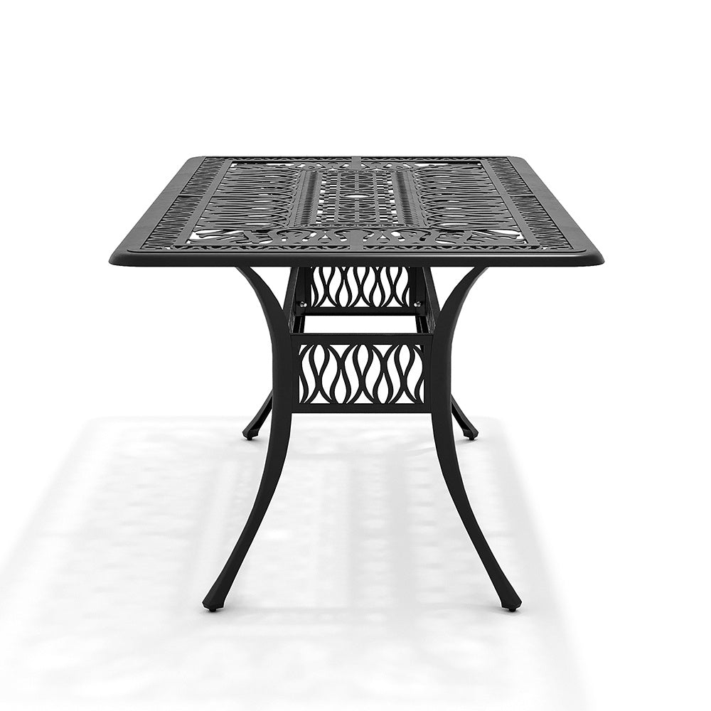 Outdoor Rectangular Black Cast Aluminum Garden Bistro Table
