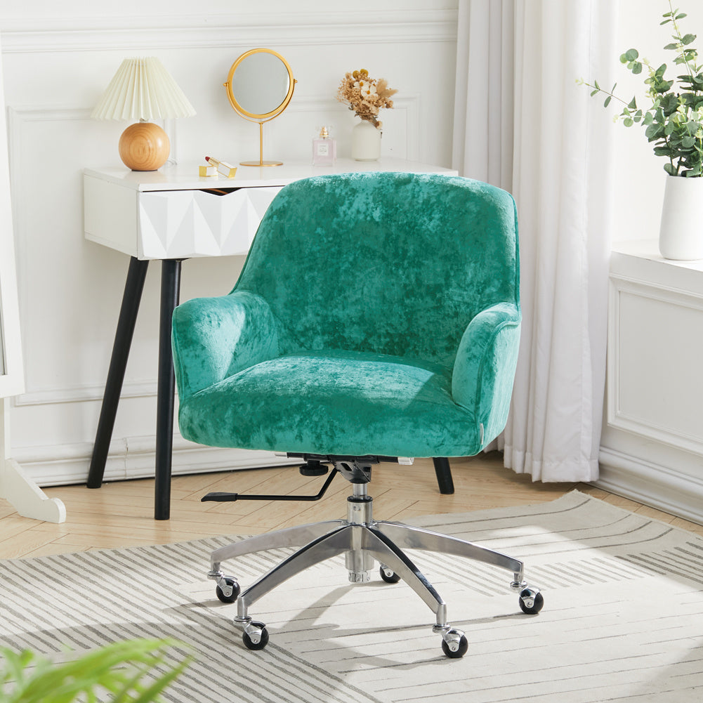 Ice Velvet Adjustable Swivel Office Chair, Light Green