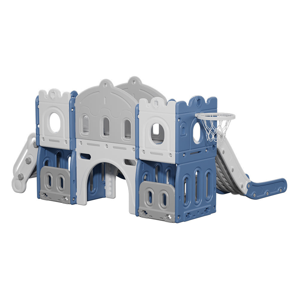 Blue Toddler Indoor Outdoor Toddler Two Slides Playset