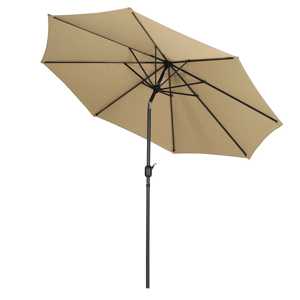 3M Large Round Garden Parasol Outdoor Beach Umbrella Patio Sun Shade Crank Tilt No Base Taupe