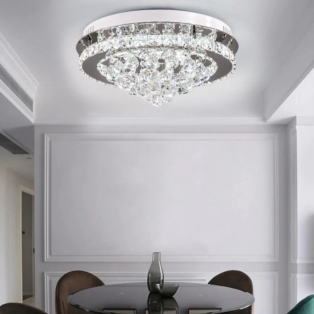 Modern Round LED Ceiling Light Crystal Lamp, 40CM Dimmable