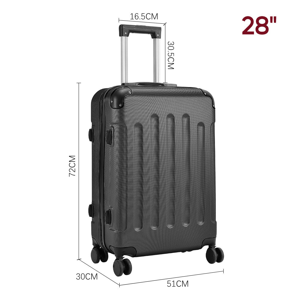 Black 28 inch Hardside Travel Suitcase with Combination Lock