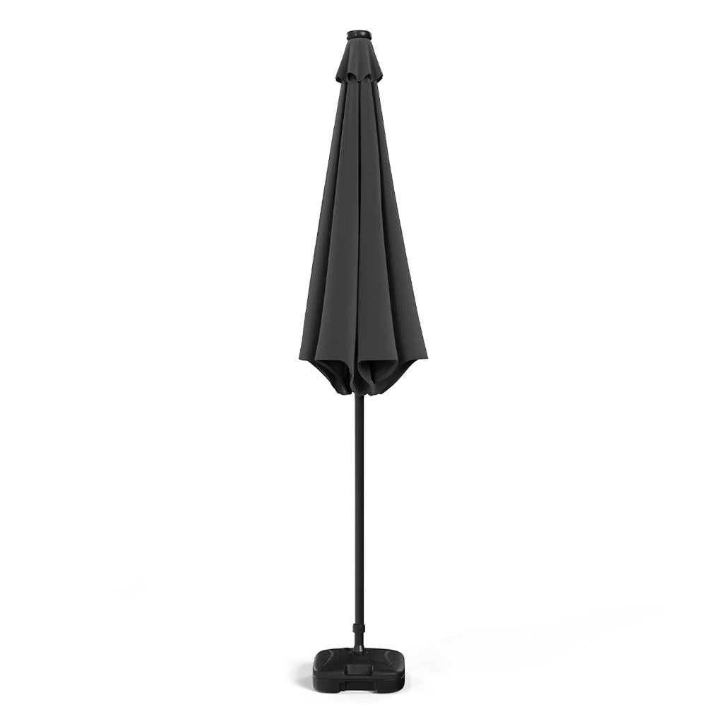 3M Large Garden LED Parasol Outdoor Beach Umbrella with Light Sun Shade Crank Tilt with Square Base, Dark Grey