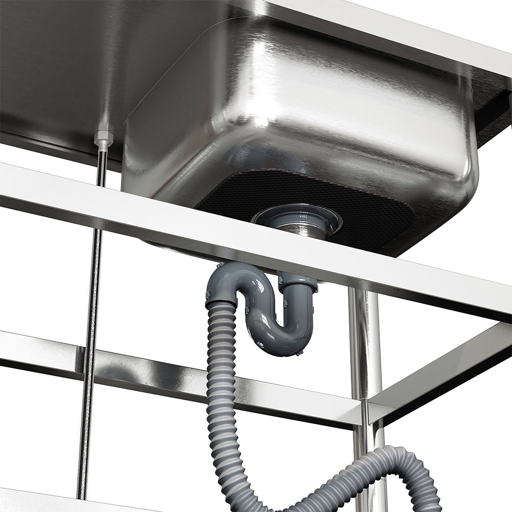 Silver 120cm Stainless Steel Kitchen Compartment Sink with Shelves