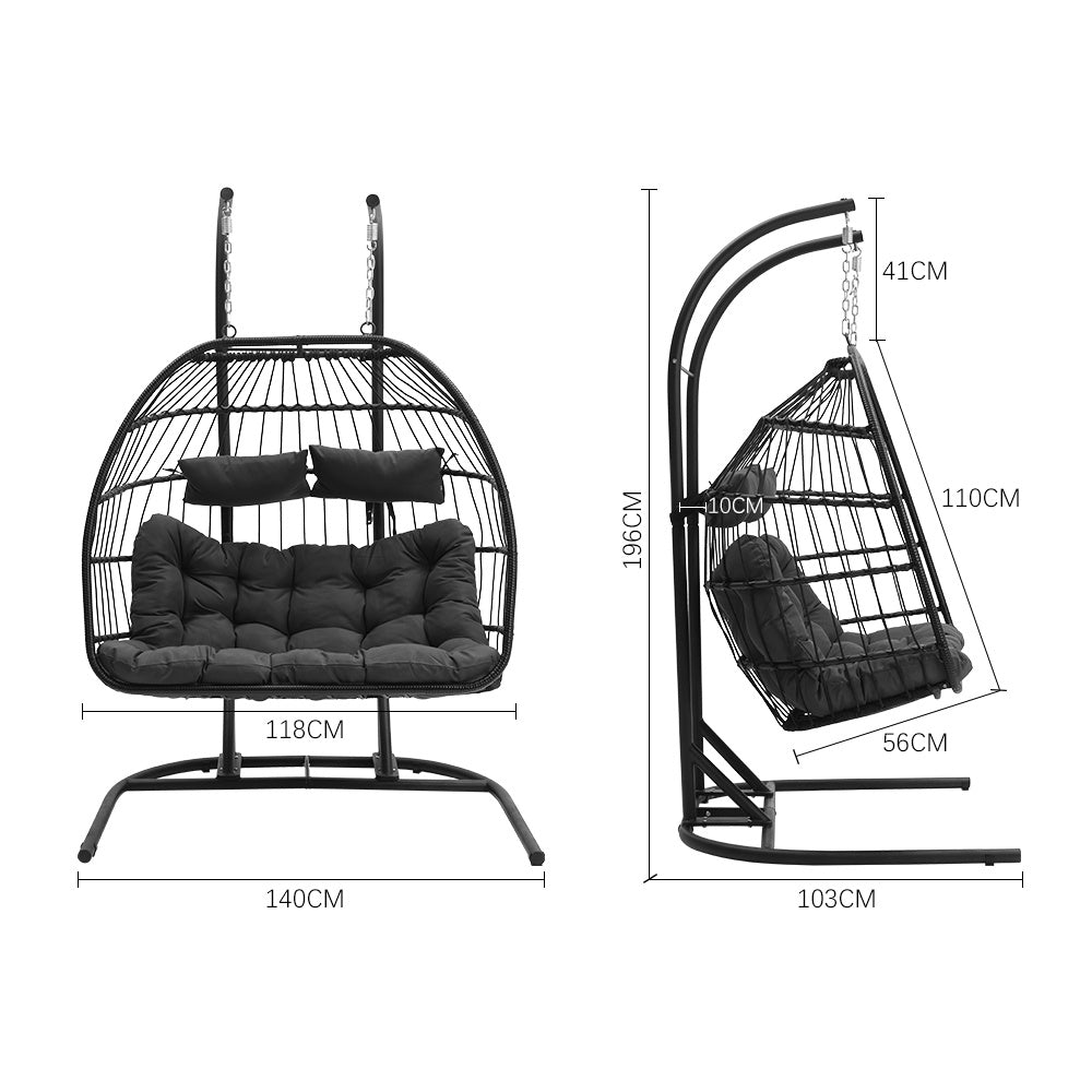 140x103x196cm Outdoor Hanging 2 Seater Egg Chair