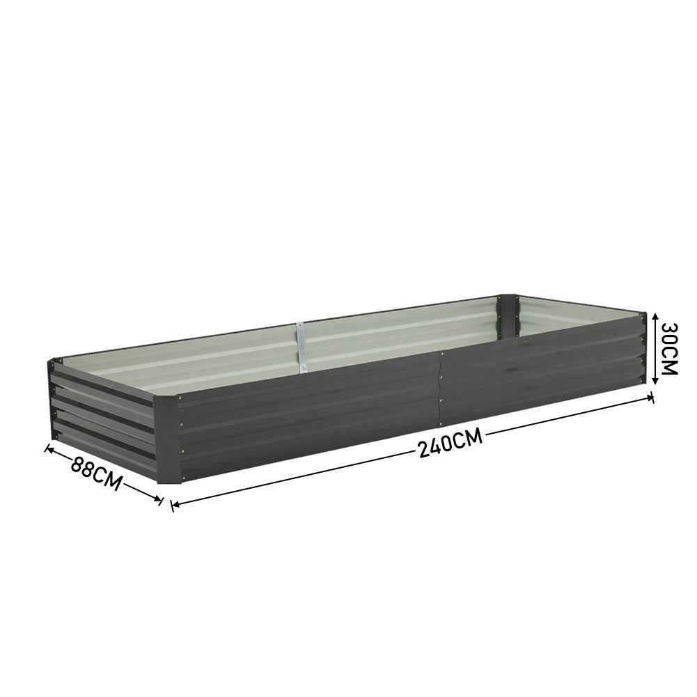 Charcoal Black Outdoor Rectangular Metal Raised Garden Bed