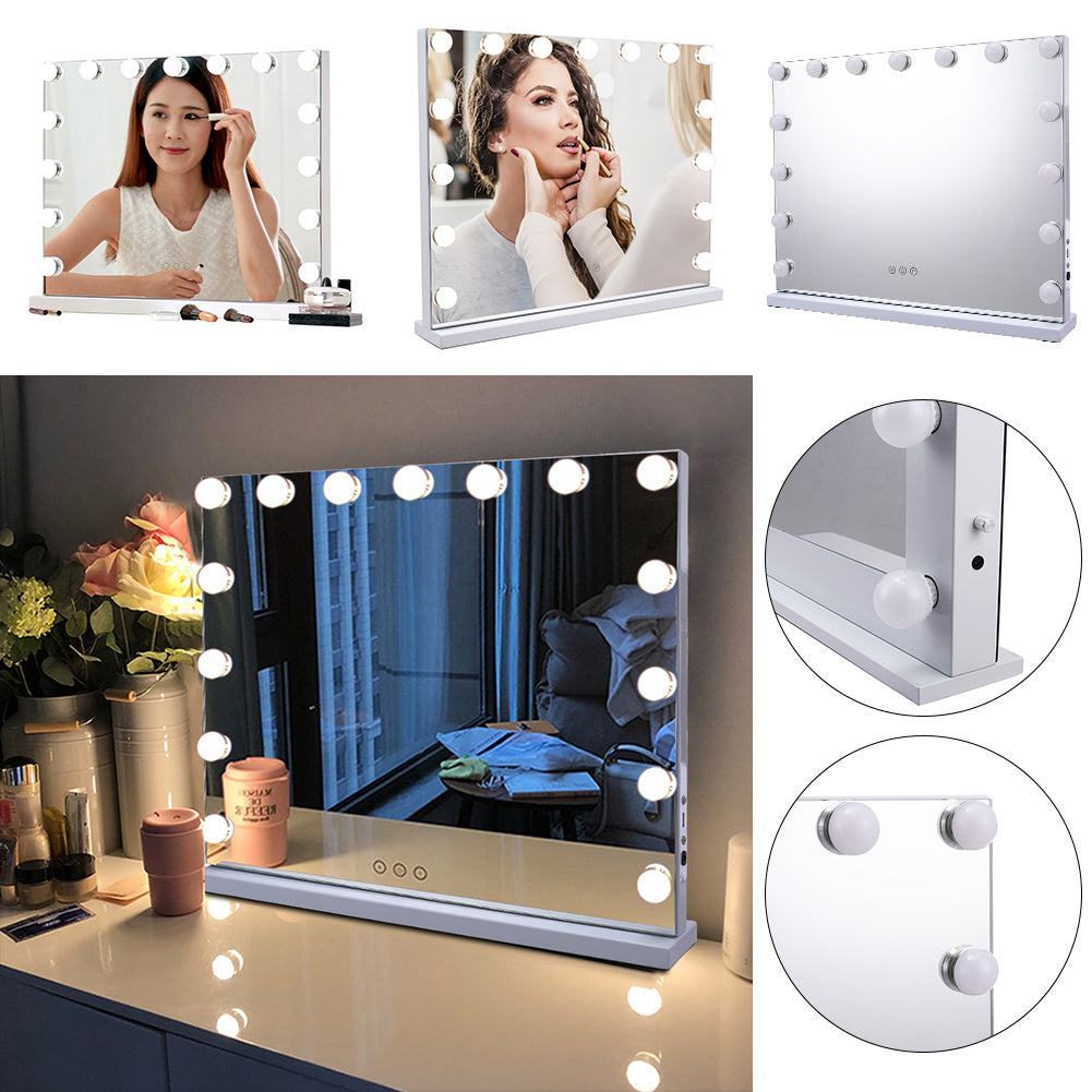 Makeup Dressing Mirror with Touch Sensor Dimmable 15 LED Lights