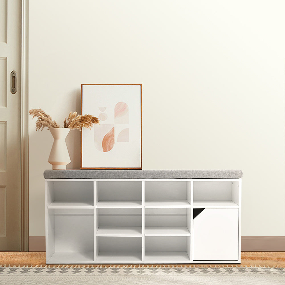 White Padded Shoe Storage Bench