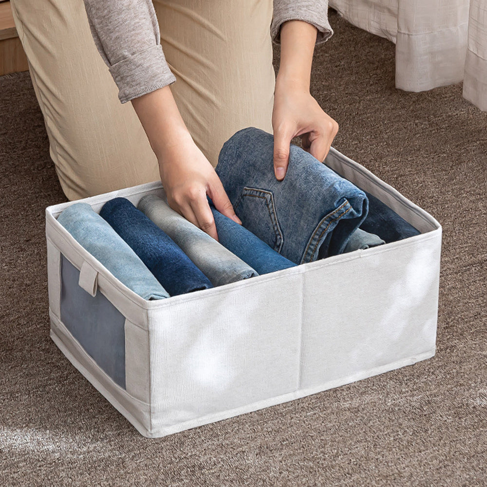 Foldable Wardrobe Storage Box with Handles and Mesh Window