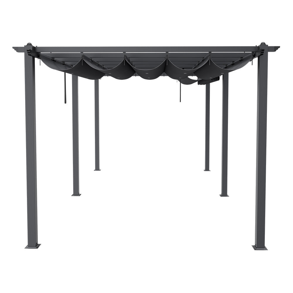 6x3M Black Outdoor Aluminum Patio Pergola with Charcoal Grey Canopy