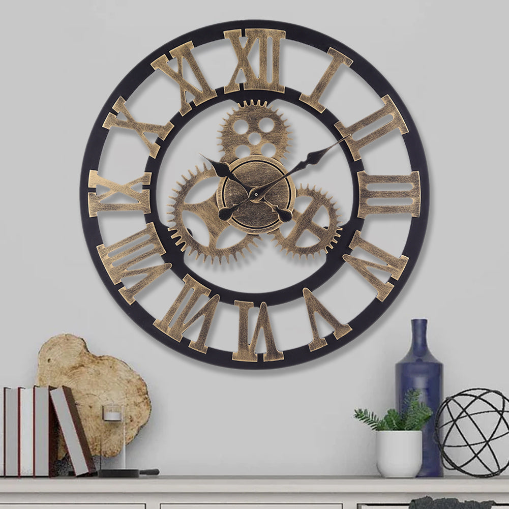 Gold 58cm Industrial Large Retro Silent Wall Clock