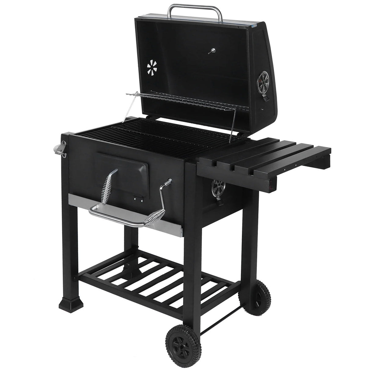 Outdoor BBQ charcoal grill cart, barbecue with Spice Rack