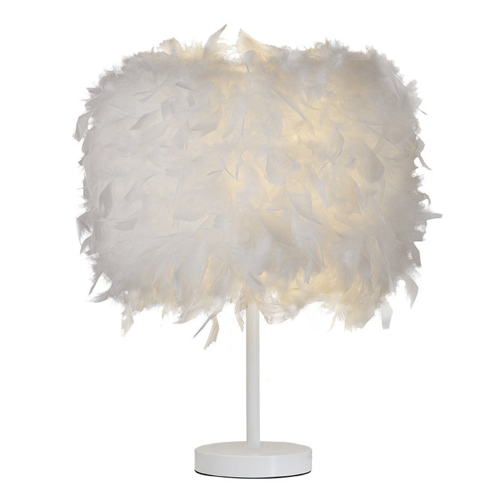 White Feather Table Lamp for Bedside Sitting Room
