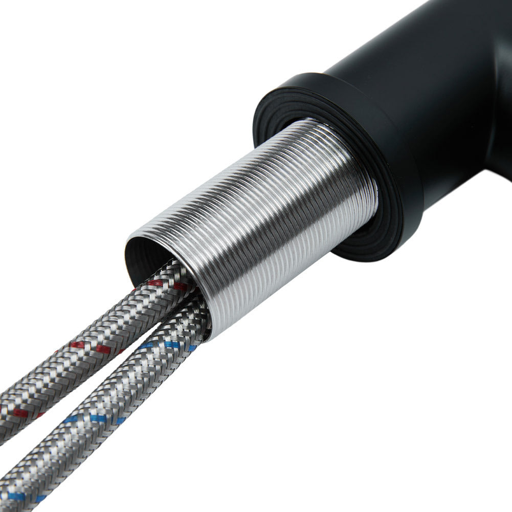 Swivel Kitchen Mixer Tap Dual Spout with Pull Down Sprayer and Pot Filler,Black and Golden