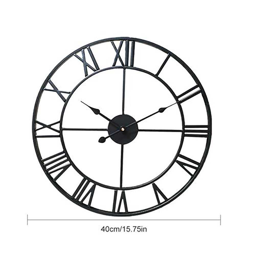 Roman Numerals Metal Skeleton Wall Clock, Black