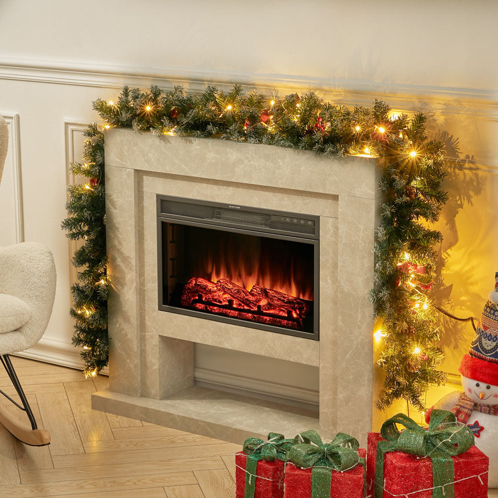 270CM Christmas 50 LED Light Up Xmas Decor Hanging Rattan, Red bowknot And Golden Bell