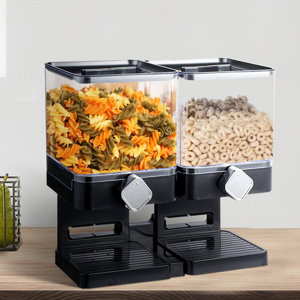 Black Double Square Cereal Dispenser