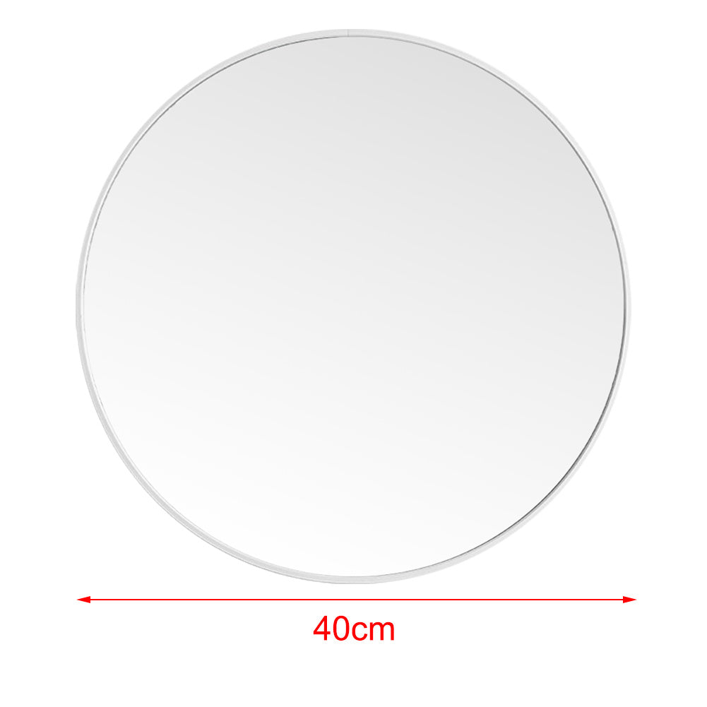 Modern Wall Mounted Slim Frame Round Mirror, White 40cm