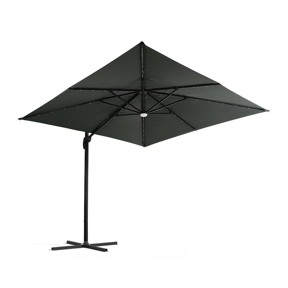 3M Dark Grey Roma Tilting Aluminium Square Cantilever Parasol with Solar Powered LED Lights