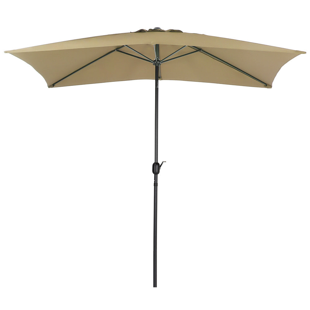 2x3M Parasol Umbrella Patio Sun Shade Crank Tilt with Round Base, Taupe
