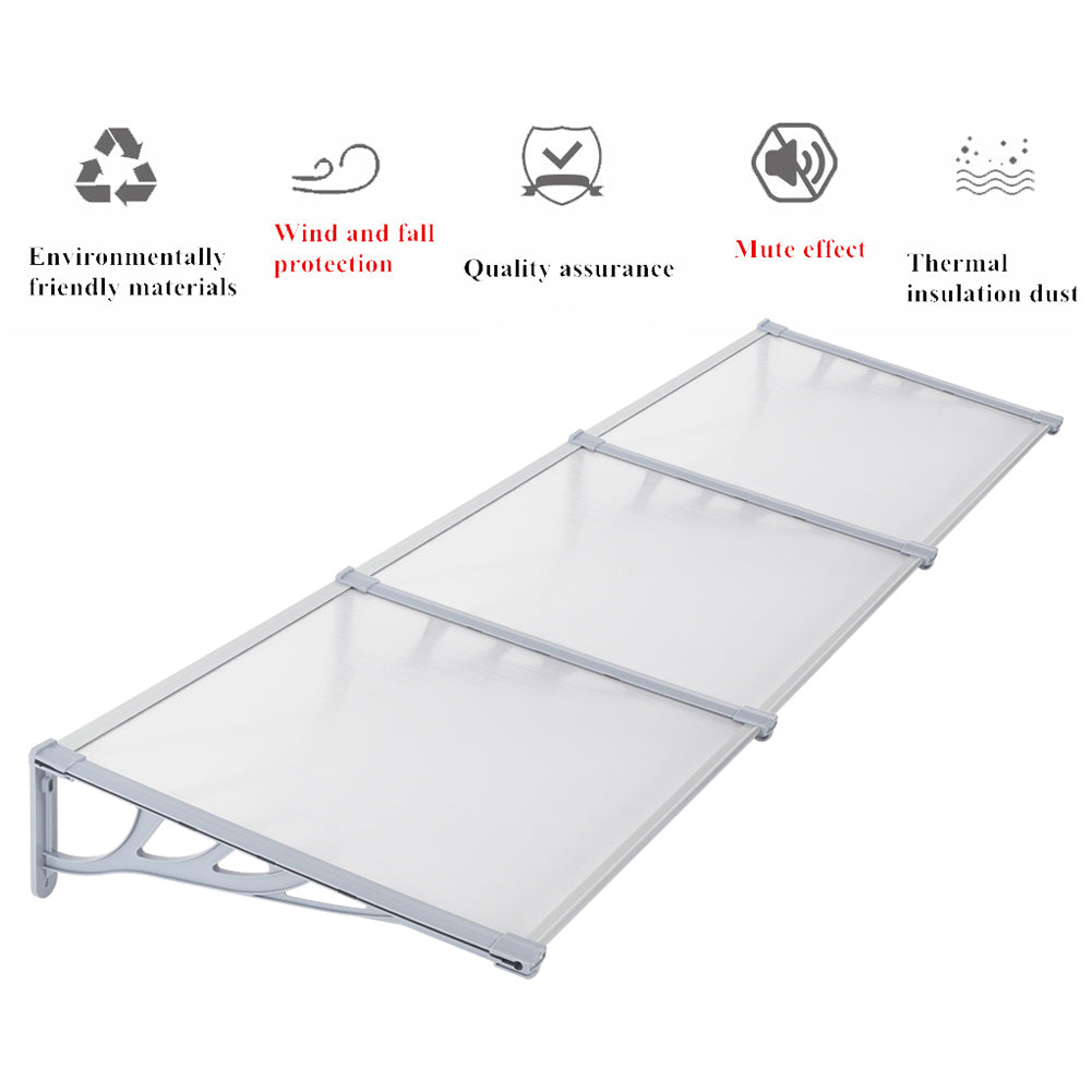Grey Straight Door Canopy Awning Shade Shelter, 270x90x28CM