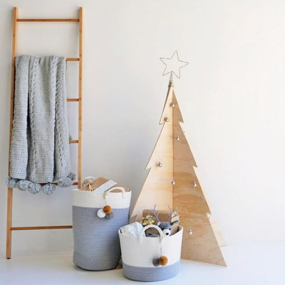 Hamper Woven Soft Laundry Basket with Handle, Grey and White