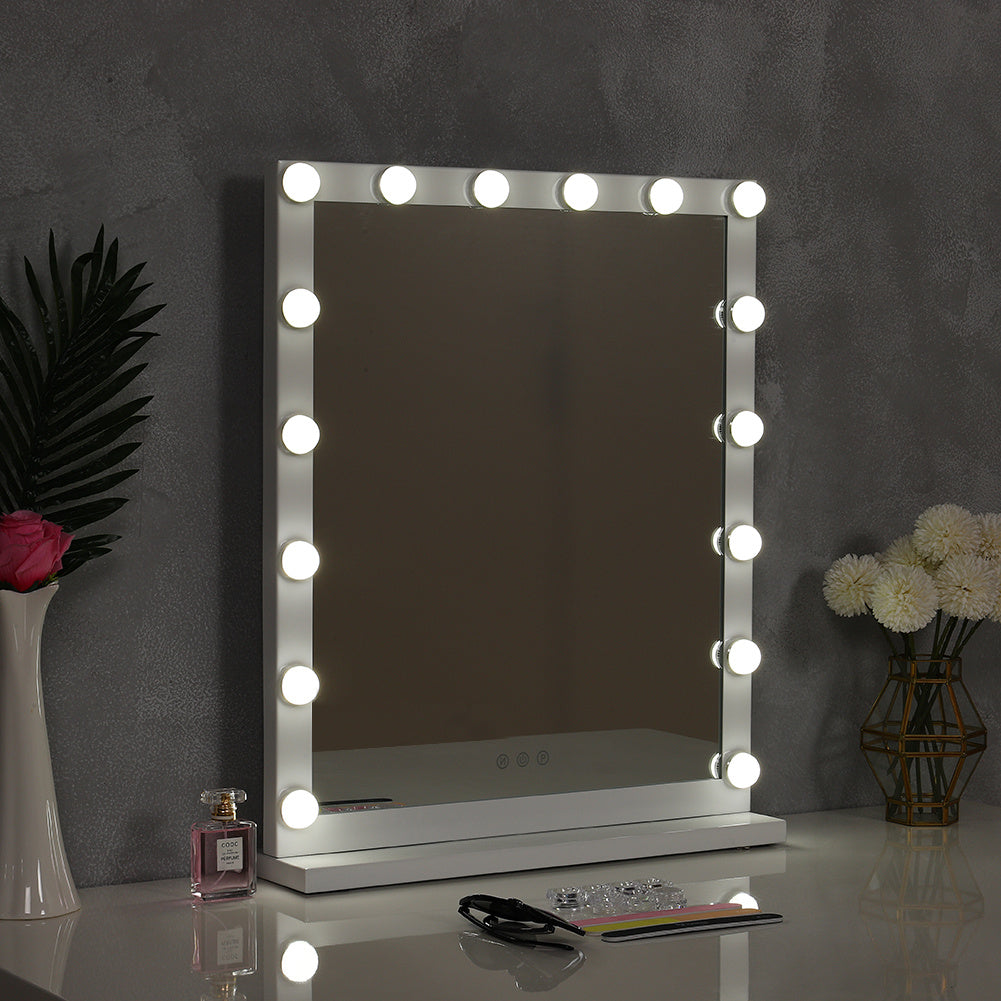 Dimmable LED Light Makeup Mirror for Bedroom, 52x62CM
