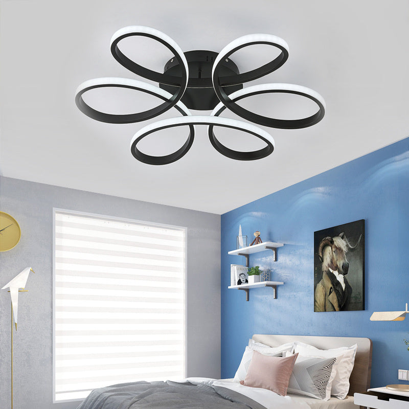 Modern Petal LED Ceiling Light Black 58CM Cool White