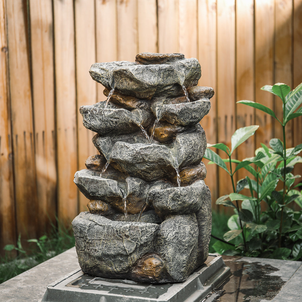 Natural Slate LED Electric Powered Fountain Waterfall