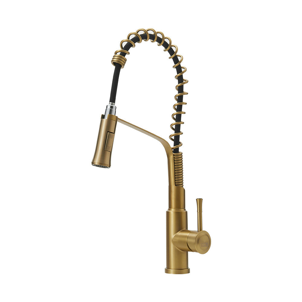 Brushed Gold Modern Single Lever Kitchen Pull Down Faucet