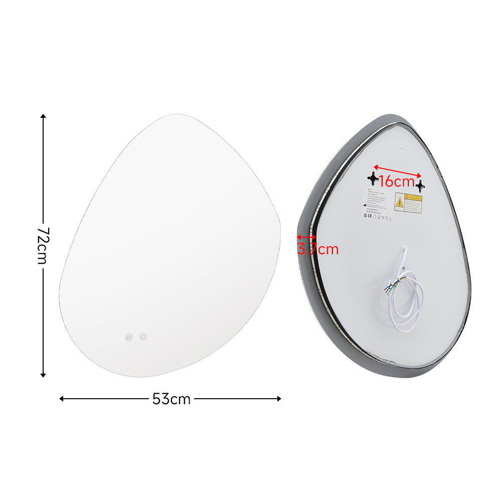 Modern Frameless Irregular LED Wall Mirror,70x60