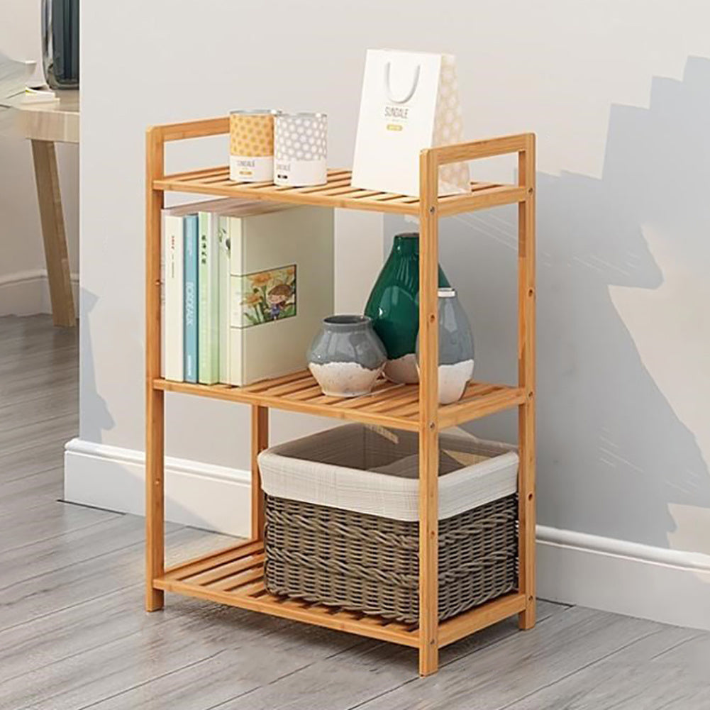 3 Tier Wood Minimalist Tiered Bamboo Bookshelf Storage Plant Stand