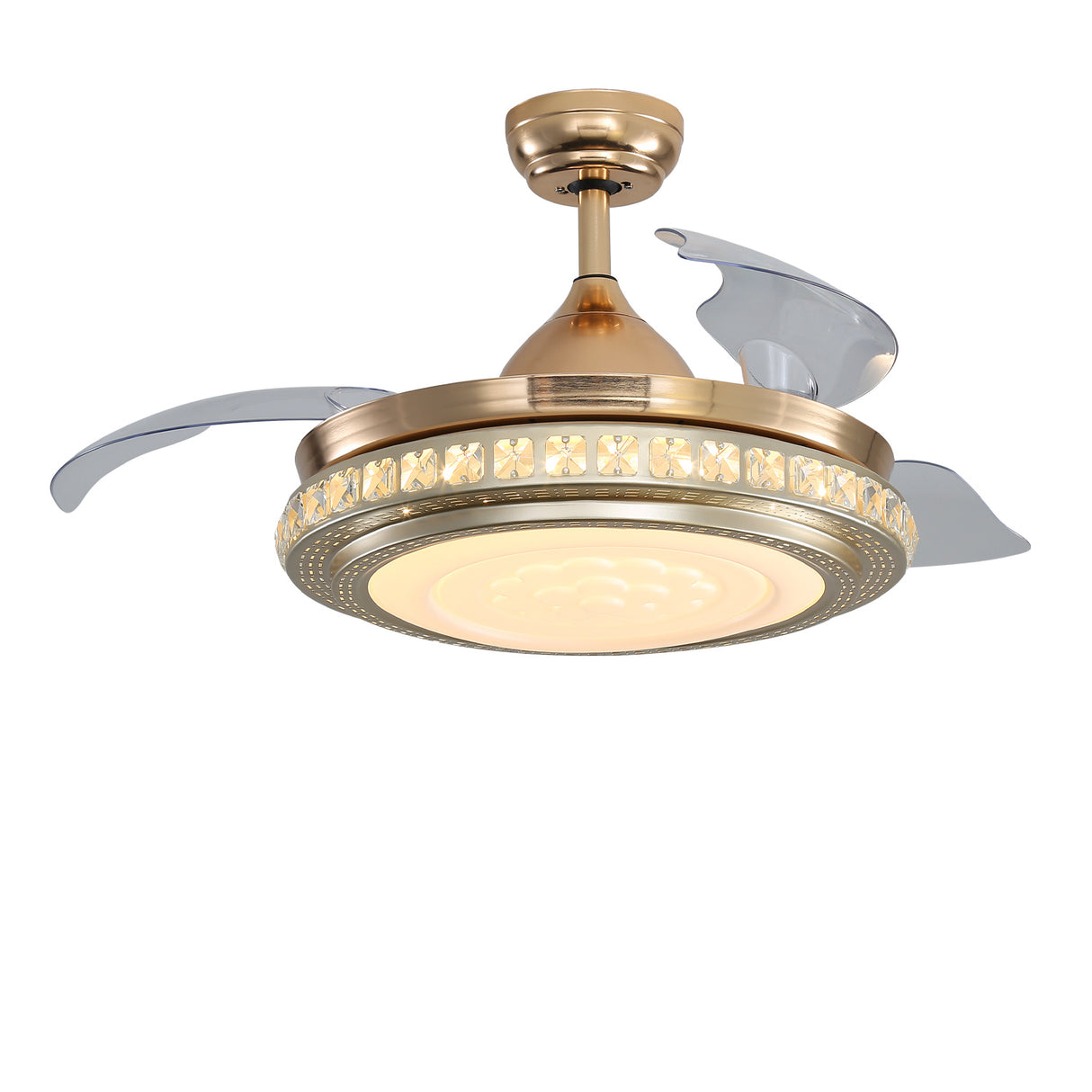 42 Inch Ceiling Fan Blade Light+Remote Control, Golden