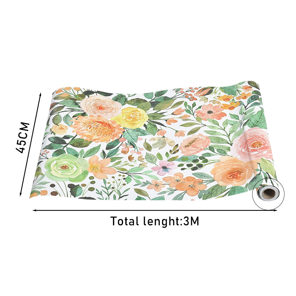 300cm L x 45cm W European Countryside Style Floral Wallpaper Roll Self Adhesive