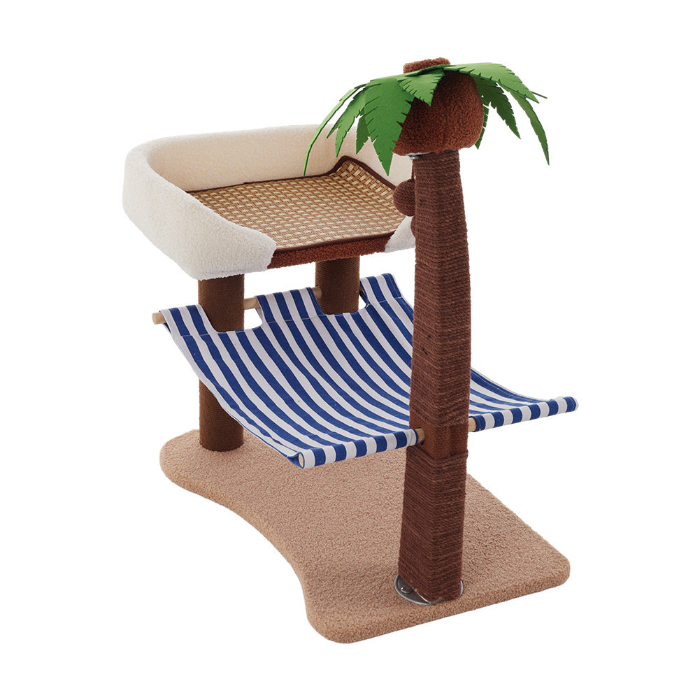Brown Coconut Cat Tree with Hammock