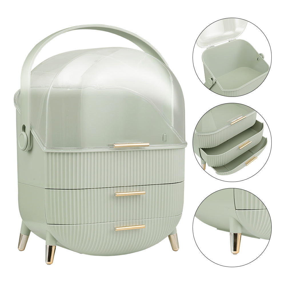 Mint Green Dustproof Makeup Organizer with Drawers