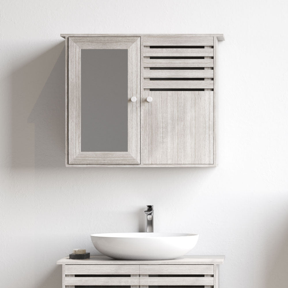 600x492mm Wooden Bathroom Mirror Wall Cabinet