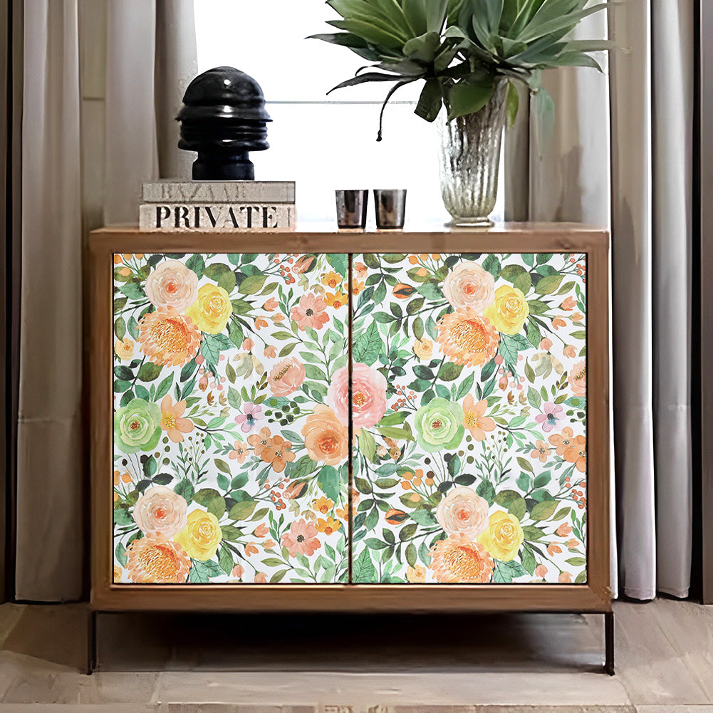 300cm L x 45cm W European Countryside Style Floral Wallpaper Roll Self Adhesive