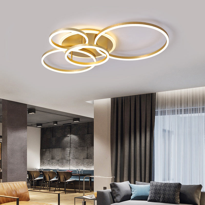 Modern Round LED Ceiling Light 5 Circle Cool White