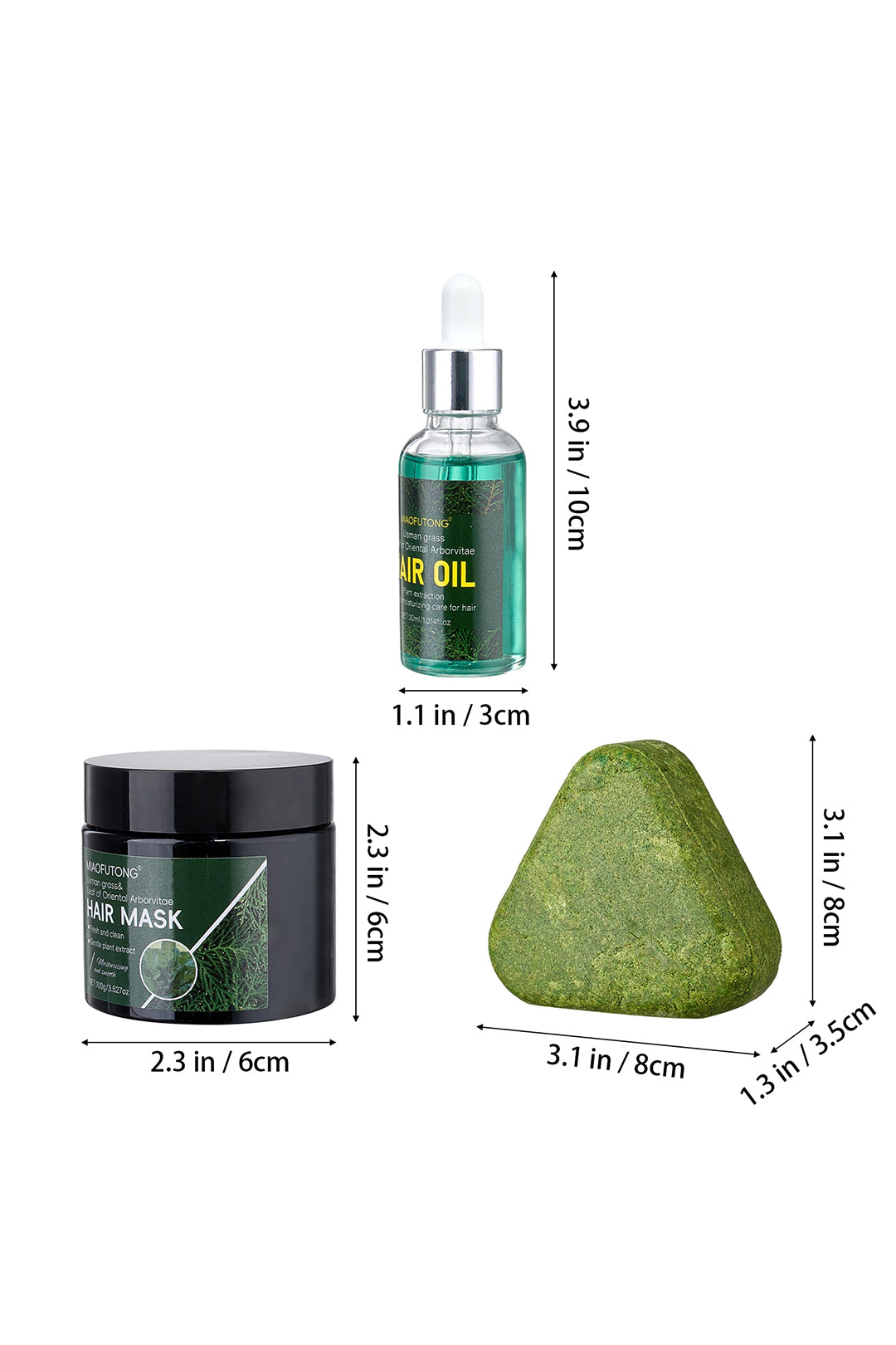 3 Step Hair Care Set Shampoo Mask Oil Ginger Rosemary Oil Bottle