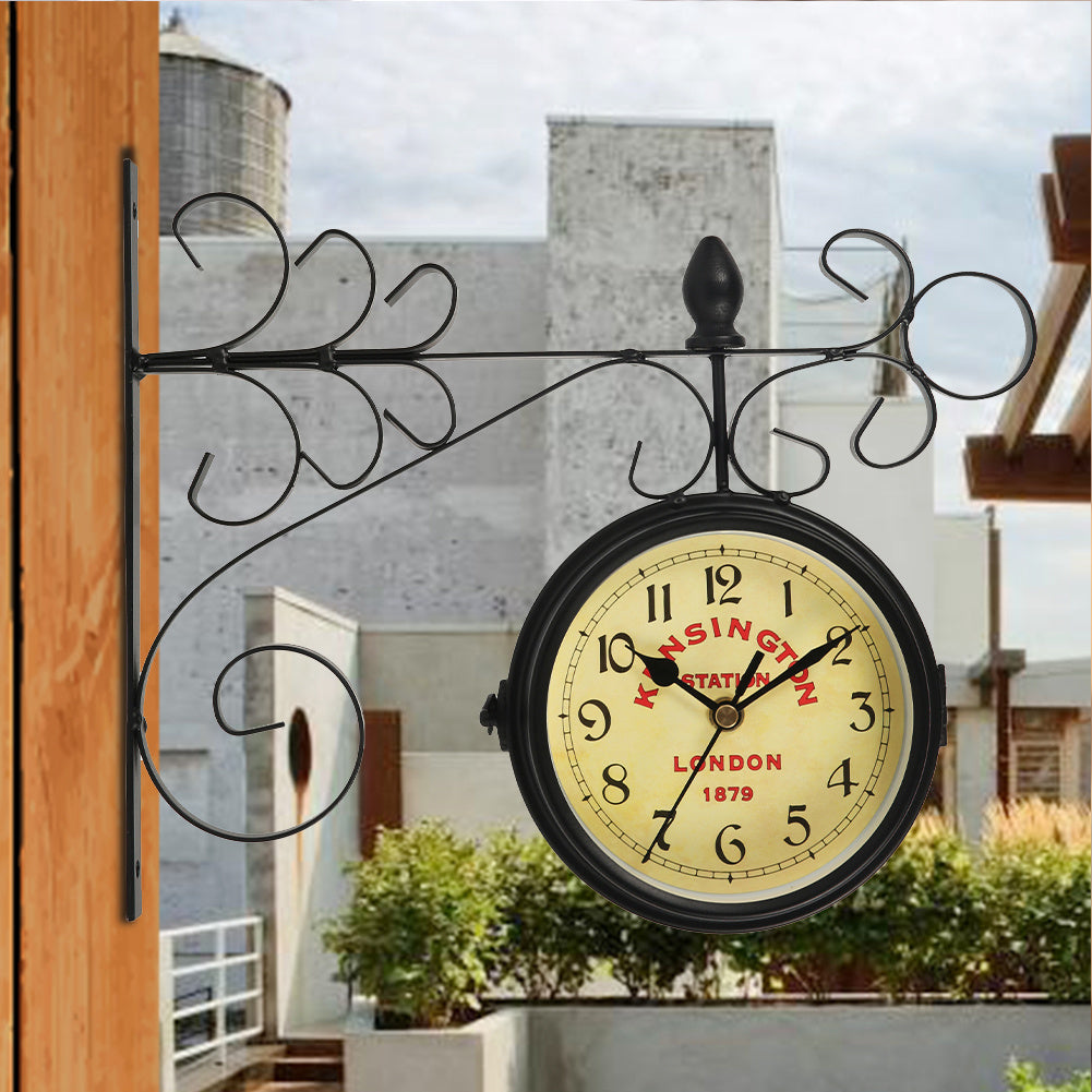 Black Antique Metal Double Sided Wall Clock