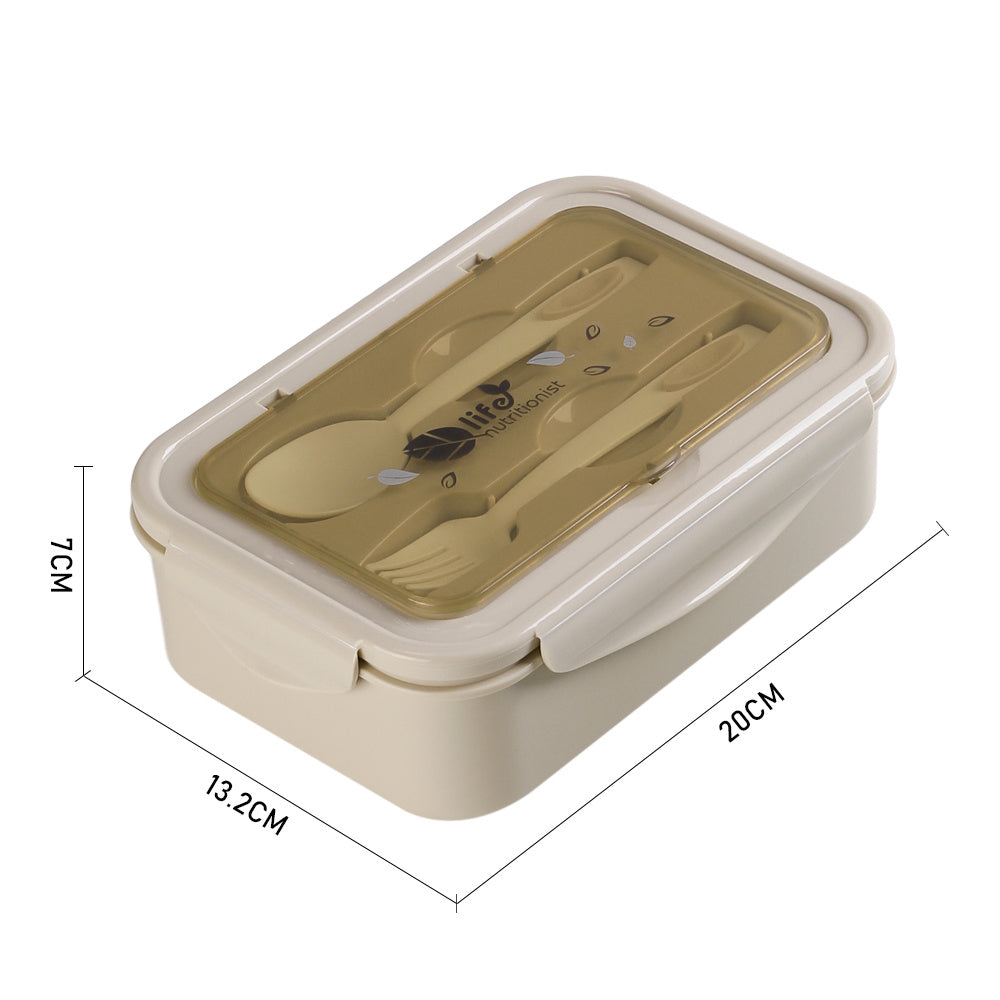 Khaki Kitchen Storage 1400ML Lunch Box with Spoon and Fork
