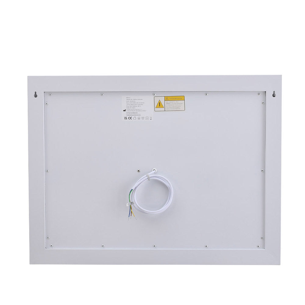 Rectangular Frameless AntiFog LED Vanity Mirror with Clock,80x60