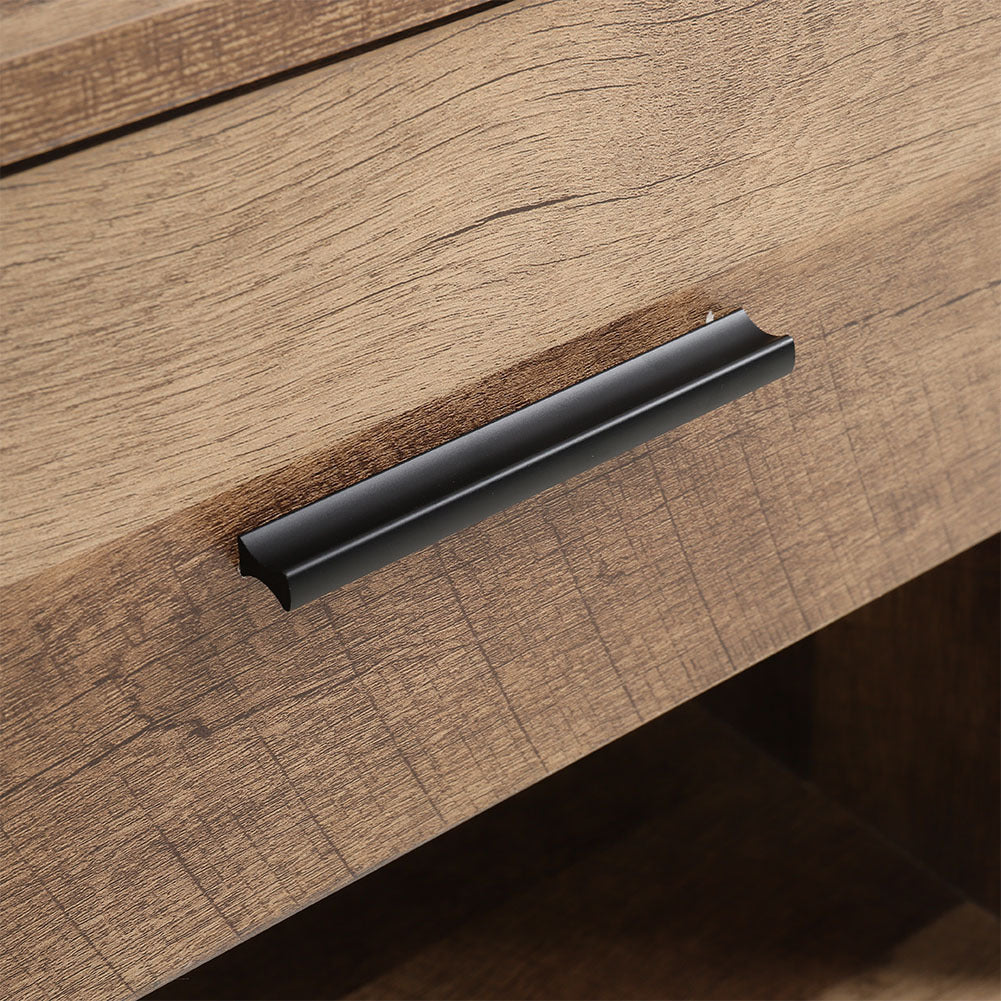 Metal Frame Wood Industrial Bedside Table with Drawer