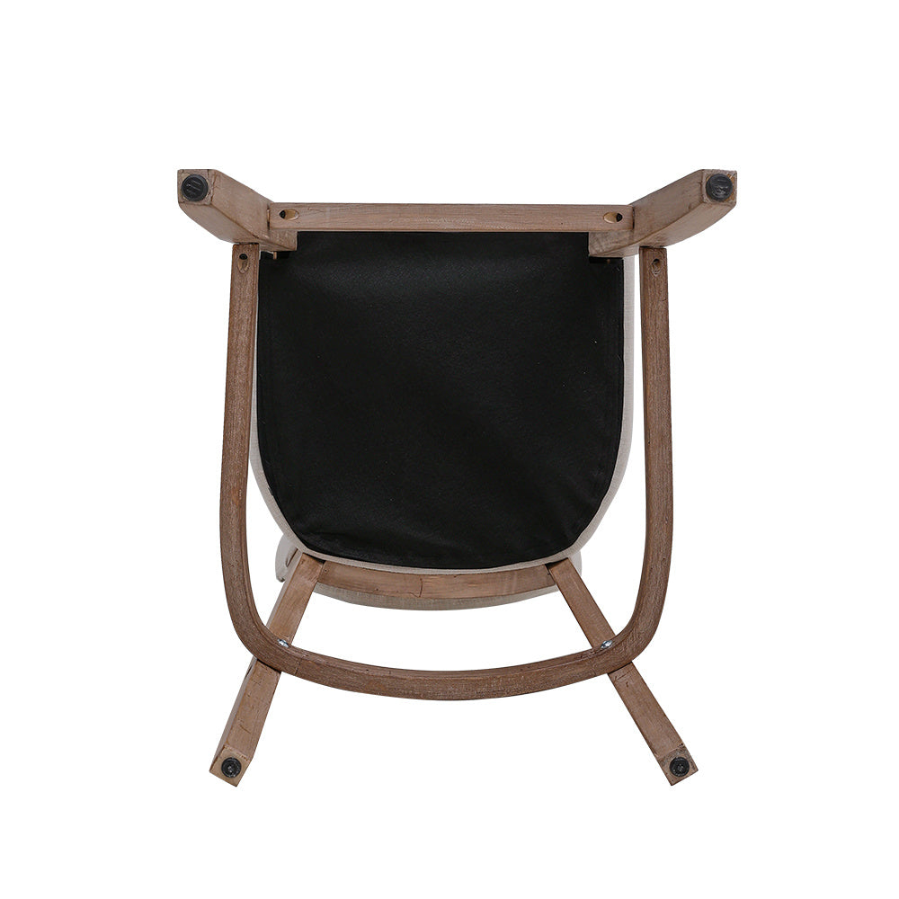 Set of 2 Height Linen Bar Stool for Kitchen, Beige