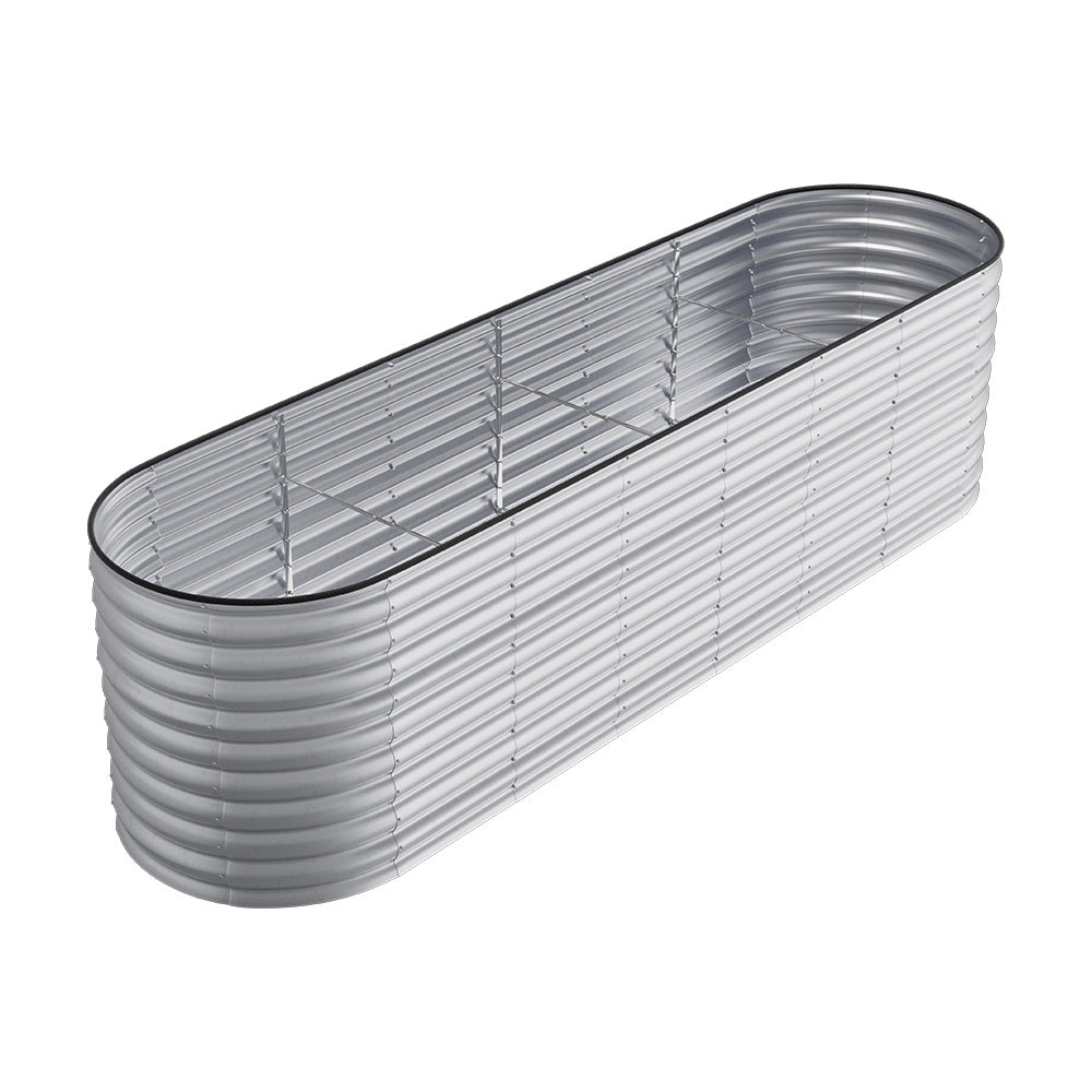 320cm Silver Oval Shaped Galvanized Steel Raised Garden Bed