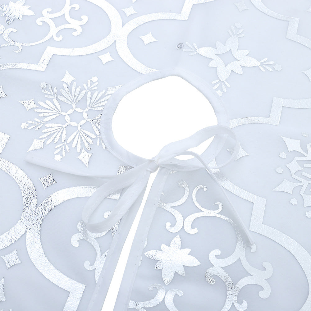 Round Christmas Tree Base Skirt Xmas Ornament with Stocking, White