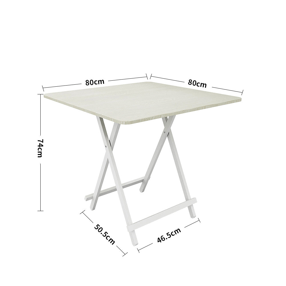 White 80x80cm Folding Wooden Dining Table
