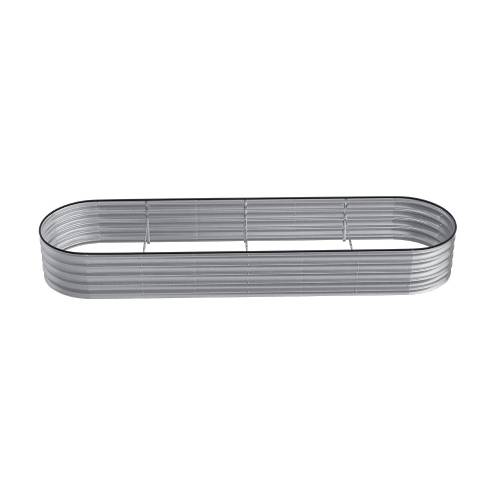 Silver 320cm Oval Shaped Galvanized Steel Raised Garden Bed
